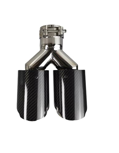 Silencieux d'échappement universel voiture embout carbone brillant double sortie Y 63.5mm