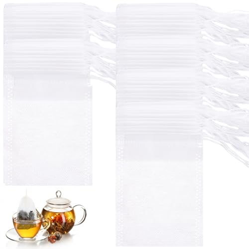 ASelected 300Pcs Tea Filter Bags, 9 x 7 Cm Empty Tea Bags with Drawstring Tea Filter for Loose Tea Spice Bags for Cooking and Coffe, Yogurt Tea, Tea Cooking, Muslin Bags