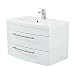 Produktbild Lomadox Badezimmer Waschtisch 80cm mit Unterschrank Hochglanz weiß 2 Softclose-Auszüge
