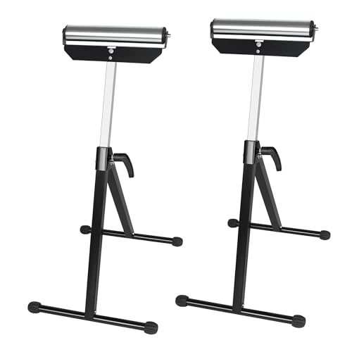UISEBRT 2 Pezzi Cavalletti a rotelle - Rulliera Supporto 68-107cm Regolabile in altezza - Cavallett pieghevole Portata max 60kg - Rulli di appoggio con piedini antiscivolo