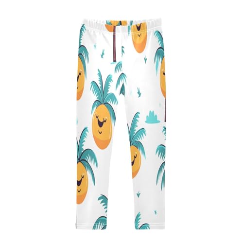 Bolaz Toddler Girls Leggings Printed Yoga Pants Leggings Blue Coconut Tree for Kids