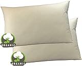MoonRest Certified -%100 Organic Natural Fabric Bed Sleeping Pillow, Down-Like Fill - 2 Pack...