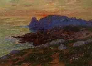 Peinture à l'huile de l'Île d'Ouessant Finistère inspiration Evelyn De Morgan 12x16 pouces