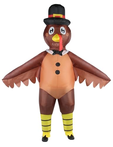 ADOMI Thanksgiving Inflatable Turkey Costume Outfit Adult Men Funny Blow up Turkey Costume Inflatable Suit Holiday Party