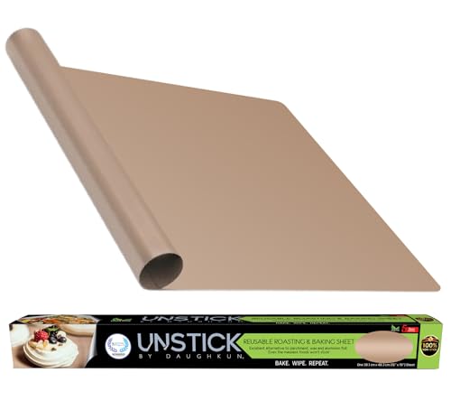 UNSTICK Premium Non-Stick Baking Mat, Reusable, PFOA-Free Liner for Roasting & Cookie Sheets, Heat Resistant to 500°F, Dishwasher Safe, for Gas & Electric Ovens, Toaster Ovens, & Microwaves (1 Pack)