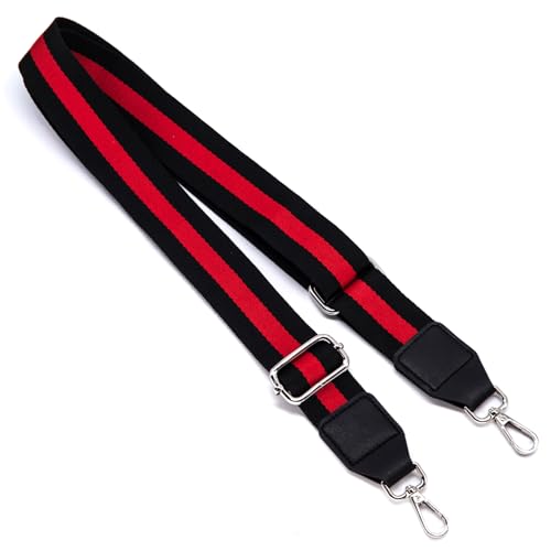 Image of S&loyoe Silver bucklePurse Straps Replacement Crossbody Bag Strap Adjustable Wide Guitar Straps for Handbags 1.5inch (Three Lines Black red Silver)