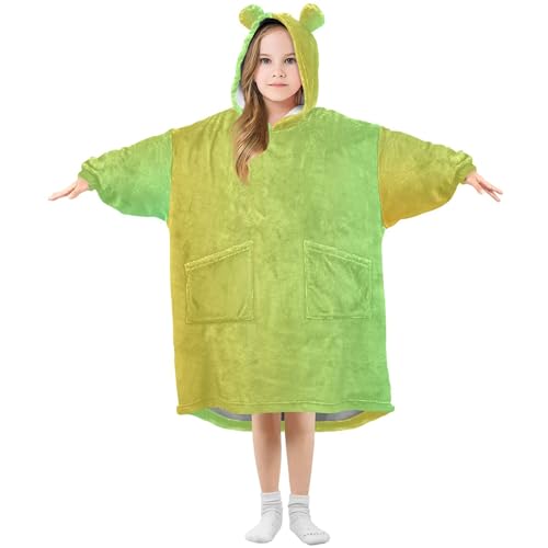 Yellow Green Gradient Ombre Wearable Blankets for Kids Girls Cozy Pullover Toddler Boys Hoodie Sweatshirt Oversized S