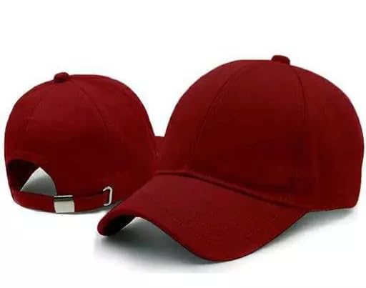 Image of solid plain unisex cotton caps free size adjustable casual look stylish cap