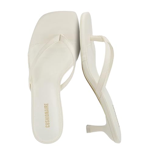 Image of CUSHIONAIRE Miami Kitten Heels for Women, Thong Flip Flop Heeled Sandals with Memory Foam, Slip On Dressy Sandal