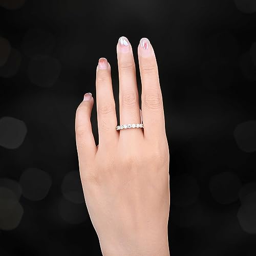 JewelryPalace 2.2ct Moissanite Wedding Rings for Women, 14k Yellow Gold Plated 925 Sterling Silver Promise Ring for Her, Round Cut Simulated Diamond Eternity Band Rings VVS D-F Size 9 by JewelryPalace - Image 5