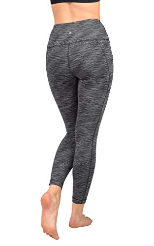90 Degree By Reflex High Waist Tummy Control Interlink Squat Proof Ankle Length Leggings - Black Space Dye - Small