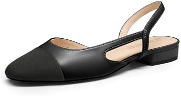 DREAM PAIRS Women's Slingback Ballet Flats,Black-Pu,8