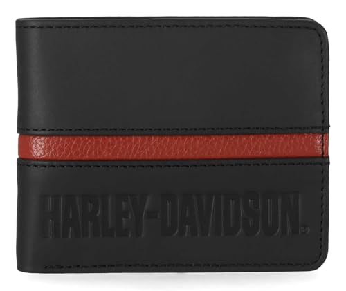 Harley-Davidson Men's H-D Center Block Passcase Bi-Fold Leather Wallet, Black