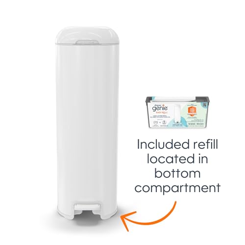 Diaper Genie Platinum Pail (Lilly White) Is Made Of Durable Stainless Steel And Includes 1 Easy Roll Refill With 18 Bags That Can Last Up To 5 Months. thumb #4