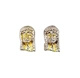 10K Yellow Gold Jesus Face Earrings Jesus Head Earrings