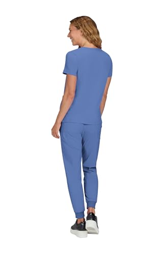 KOI Basics Women's Becca V-Neck Scrub Top, 4 Pockets, ID Bungee Loop, Moisture-Wicking Performance