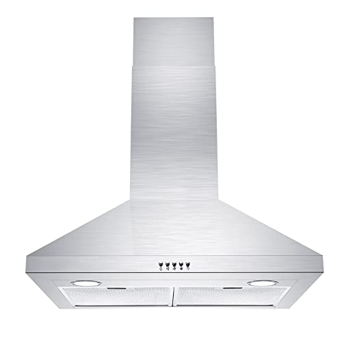 Range Hoods 30" Range Hood, Wall Mounted Cooktop Vents, Stainless Steel Kitchen Range Hood with LED Lights