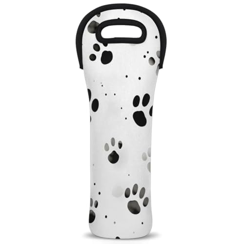 Neoprene Wine Tote Carrier Bag for Wine,Water, Champagne, Beer, Baby Bottles 15.6 x 5.1 Inches, Protective Wine Bag,Dog Paw