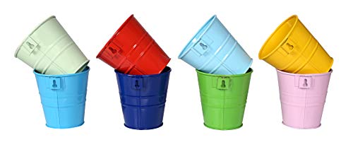 Hanging Flower Pots With Detachable Hook, Balcony Planters Metal Bucket For Railing, Fence, Window, Garden (Multicolor) 8 Pcs Flower Pots, Wall Hanging Planter Indoor/Outdoor - 4 Inches. #TOP1