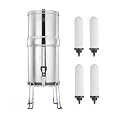 FACHIOO Gravity-fed Water Filter System with 2 Ceramics Filters Washable Filters and Metal Water Level Spigot & FACHIOO 2 Ceramics Filters, Portable Countertop Filter System for Home and Outdoor Use