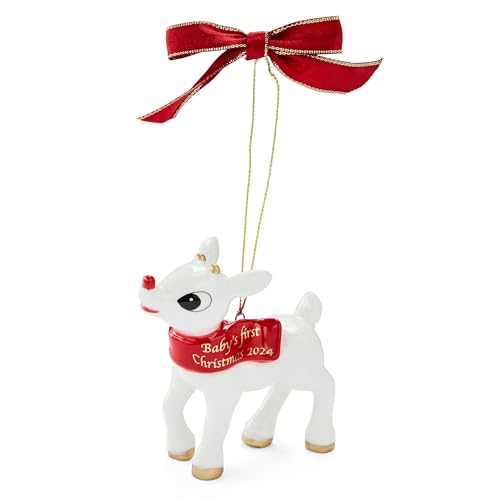 Image of Spode Christmas Tree Baby's First Rudolph Ornament - Festive Decoration, Novelty Bauble for Seasonal Decor - Ideal Holiday Keepsake