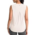 SANTINY Women's Sleeveless Workout Tops Breathable Lightweight Active Tennis Yoga Shirts Athletic Running Tank Tops for Women (Cream_L)