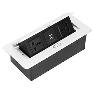 Set of 2 Floor Outlet Box, Flame Retardant Up Desktop Socket 3 Hole Power Supply Accessories for Electrical Equipment