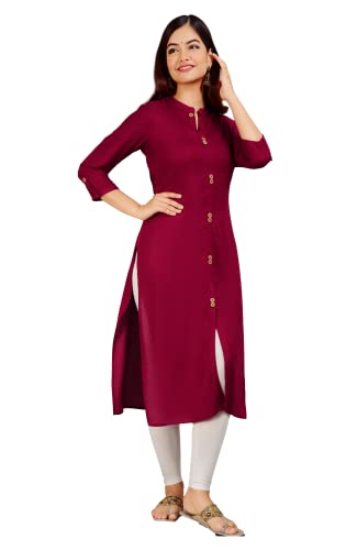 Image of NEW4U Women's Solid Rayon Straight Kurta