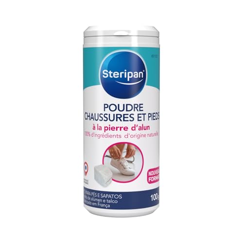 Poudre chaussures Steripan contre la transpiration des pieds à la pierre d'alun naturelle 100g