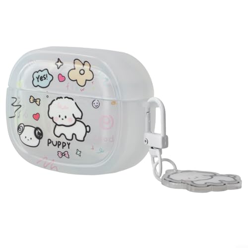 Bonita funda de perro de dibujos animados para protección de AIRPODS con accesorio colgante (Airpod 4 (6ª)