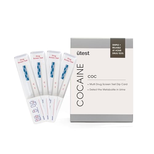 UTest COC 150 ng/mL (4 Pack) Home Drug Testing Strips - Easy-to-use, Low Detection Cocaine Test Kit, Single Use