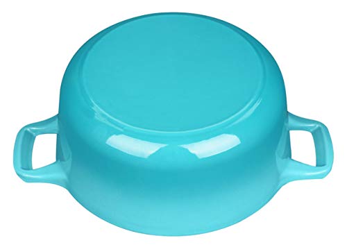 Image of La Cuisine Enameled Cast Iron Dutch Oven Casserole Dish Pot with Lid, 3.7 QT 9.5 Inches Dia. Matte Black Enamel Interior, Teal Porcelain Enamel Exterior Oven-Safe