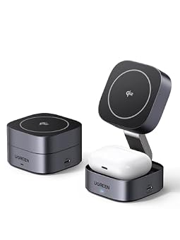UGREEN MagFlow Qi2 15W 2-in-1 Foldable Wireless Charging Station