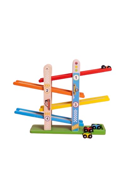 JOUETS By Eduspark Wooden Car Roller Ramp Toy | Wooden Car Ramp Racer Toy | Birthday Gift for Boys Girls | Wooden Educational Learning Toys