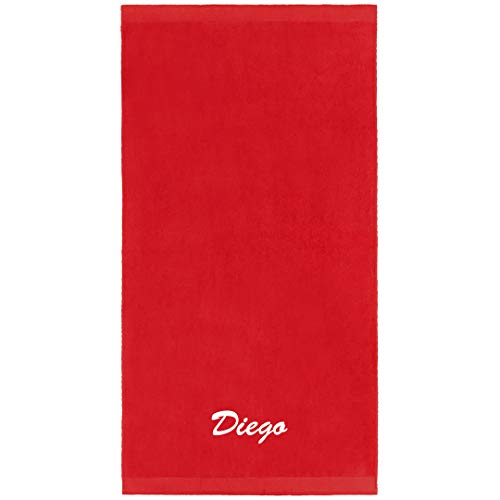 Kaufman - Personalized Velour Beach And Pool Towel 100% Cotton 30In X 60In Embroidered (Red) #TOP13