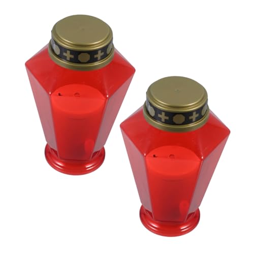 Velas LED para cementerio hexagonales con cruz y luz ambiental juego de 2 unidades