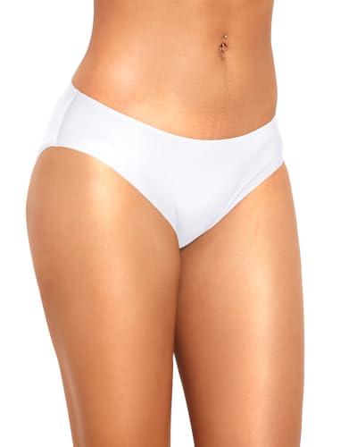 Image of Women Bikini Bottom Full Coverage Bathing Suit Bottoms Swimsuit Bottom | Low Waist Design, Side Strap Cutout, Full Rear Coverage, Secure Fit, Soft Breathable Fabric