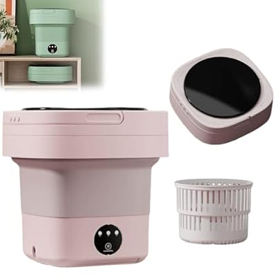 Portable Travel Washing Machine, Travel Clothes Washer, 8l Mini Folding Washing Machine with 3 Intelligent Cleaning Modes, For Outdoor Camping, Underwear, Baby Clothes, Pet Supplies(Pink)