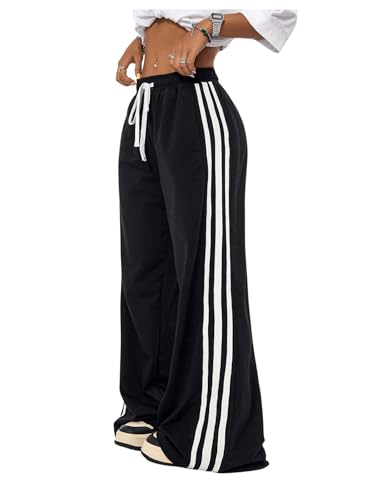 Floerns Girl's Drawstring Waist Striped Side Loose Athletic Sweatpants with Pocket