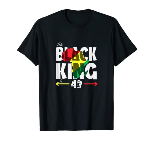 Hombre Cumpleaños Este Rey Negro Es 43 Colores Africanos Orgullo Negro Camiseta