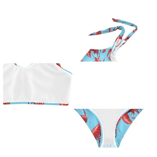 Wusikd Red Lobster Girls Swimsuits Two Piece Blue Swimwear Bikini Set for for Girls Size 3T4