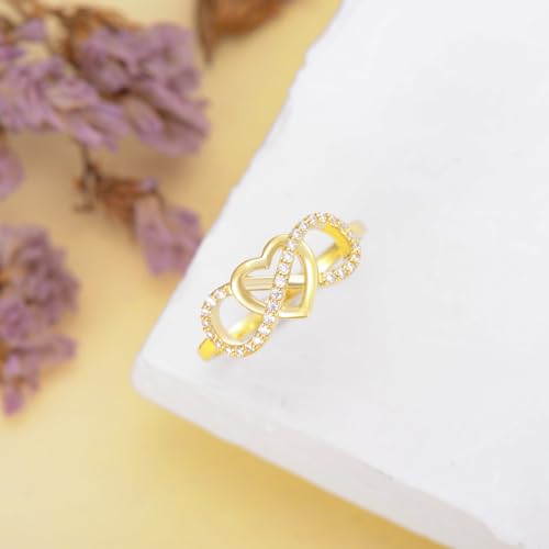 SISGEM Solid 14K Gold Infinity Heart Ring for Women,Real Gold Heart Moissanite Promise Ring Wedding Bands Ring Engagement Ring Jewelry Gifts For Mon Wife Valentine's Day Anniversary Birthday4