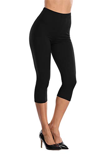 Image of VOGUEMAX Women's Capri Leggings High Waist Soft Cropped Leggings Tights 3 /4 Length Leggings