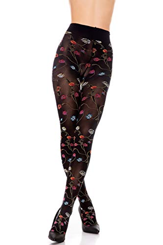Ladies 1 Pair Trasparenze Platino Floral Knit Opaque Tights Variante Unica L