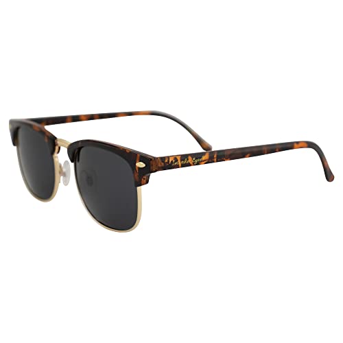 Phuket Polarized Sunglasses for Men or Women Semi Gold Metal-Rimmed Tortoise Frame w/Smoke Lens