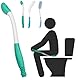 Toilettenhilfsmittel-Set zum Abwischen, Po-Wischer mit langem Griff, Anti-Rutsch-Badewannenbürste mit gebogenem Griff und Gebogene Haarbürste für übergewichtige, ältere und behinderte Menschen