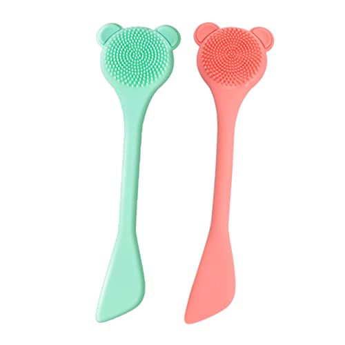 FOYTOKI 2Pcs Silicone Nose Brush Set for Deep Cleansing and Removing Blackheads Green Orange Nose Cleansing Brush Tools for Facial Masks Products Lightweight