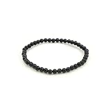 LWQCHW Shungite Bracelet - Natural Black Shungite Stone Beads, Healing Crystal Energy Protection, Handcrafted Jewelry (4mm)