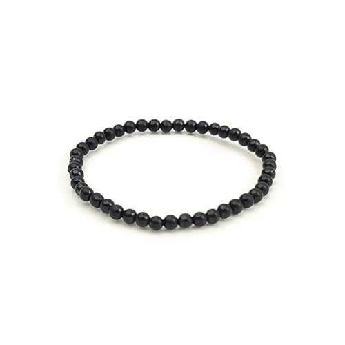 LWQCHW Shungite Bracelet - Natural Black Shungite Stone Beads Healing Crystal Energy Protection Handcrafted Jewelry (4mm)