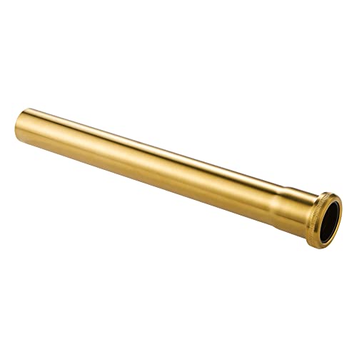 Brass Slip Joint Extension Tube 1-1/4” Od X 12” With Nut And Rubber Washer, P Trap Extension Tube, Sink Drain Tailpiece Tube Extension, Brushed Brass Gold #TOP6